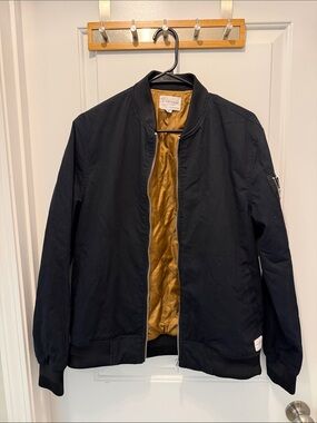 Five Four Black Bomber Jacket with Gold Quilted Lining